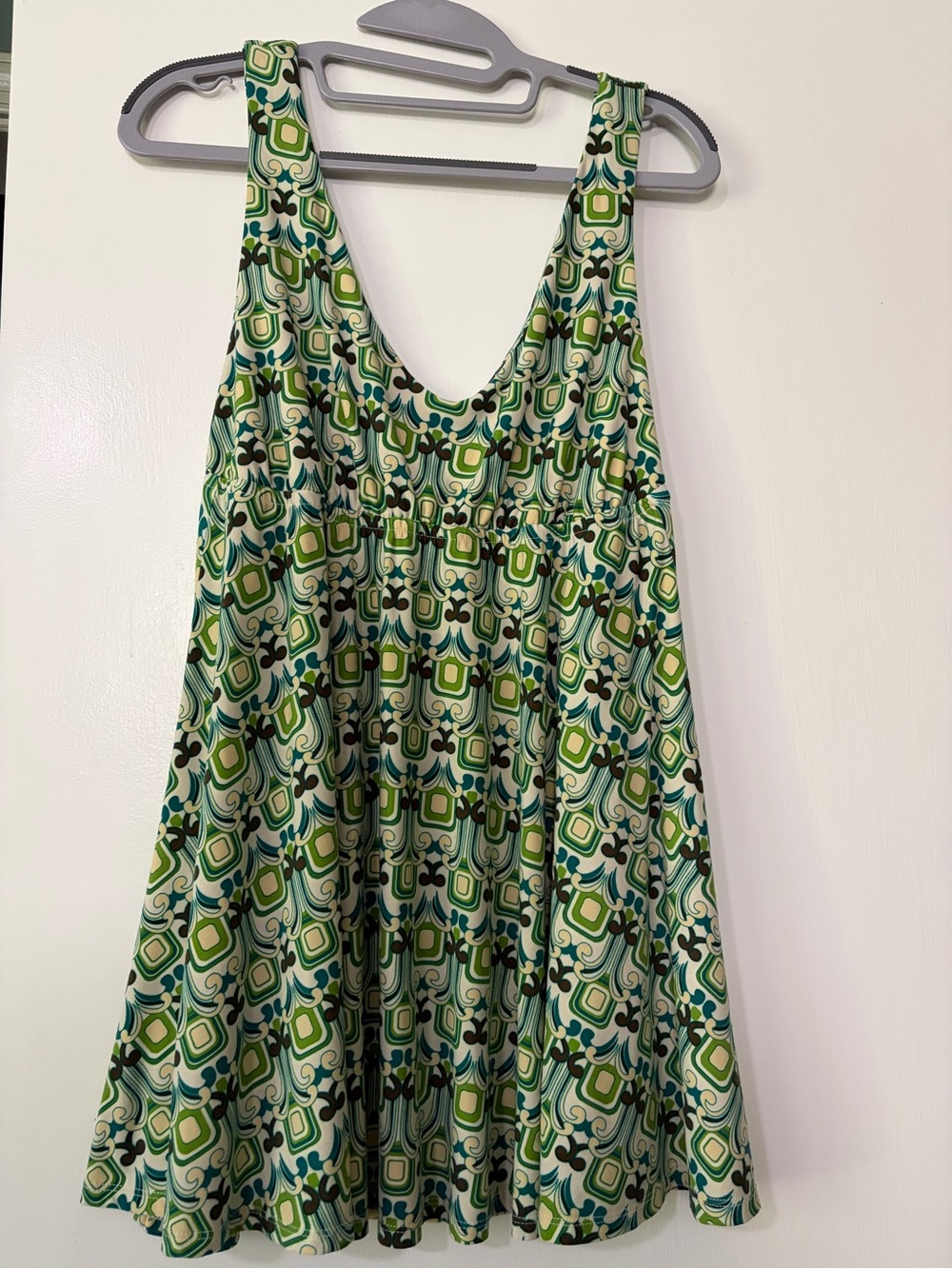 American Rag Green and Blue Geo-Print Top